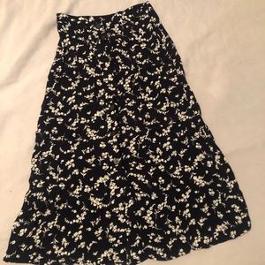 Floral Midi-Length Button Front Skirt
